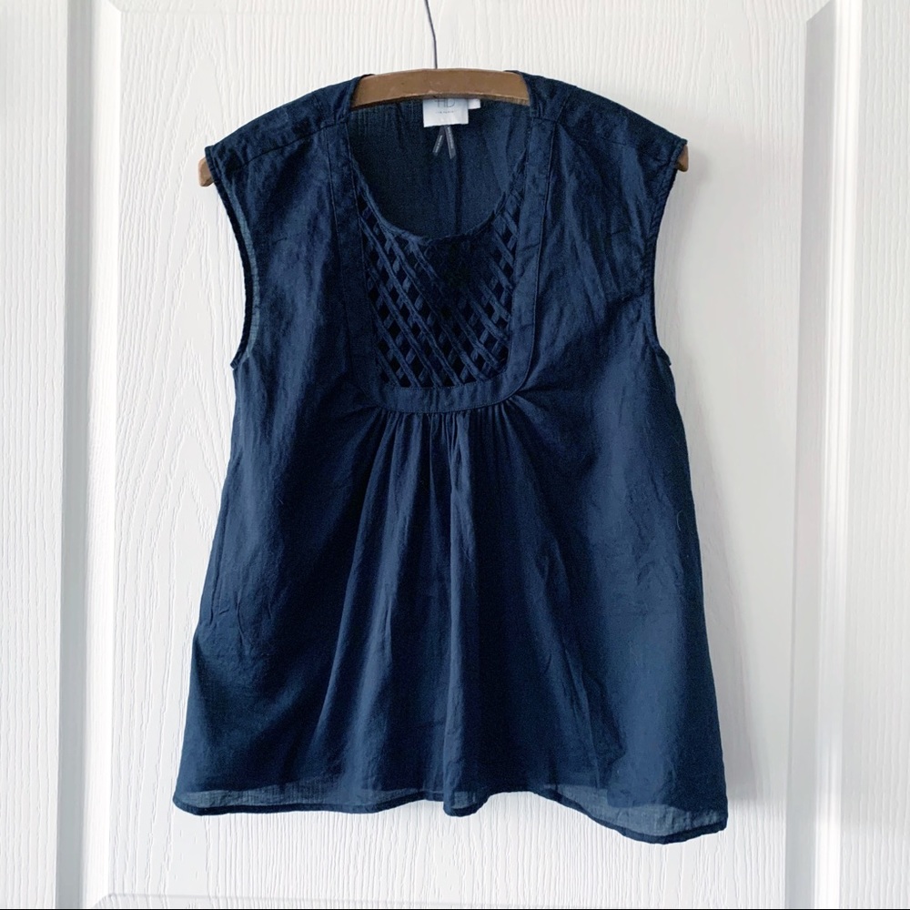 Anthropologie HD in Paris Black Cross Tank Top